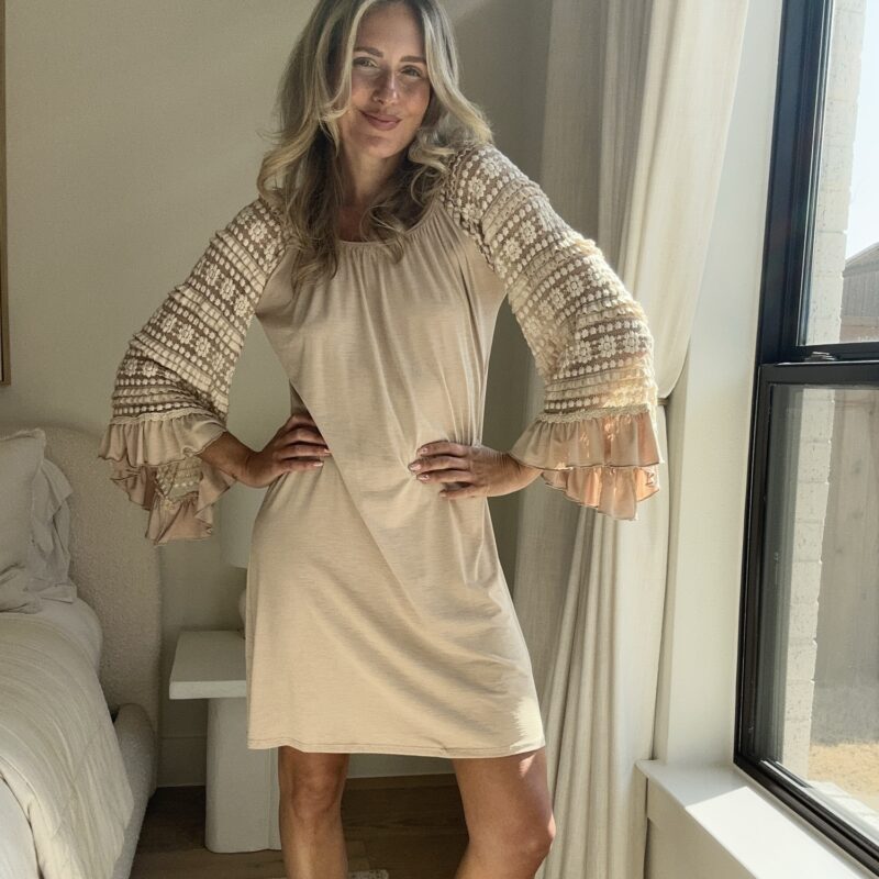 Boho & Behold Lace Sleeve Mini Dress