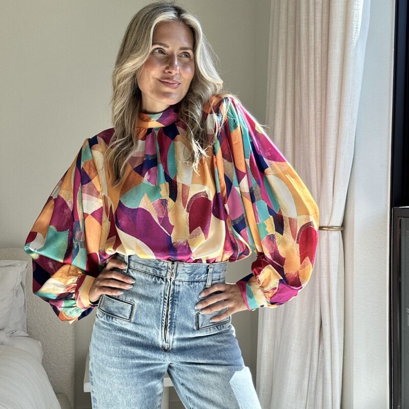 The "Brushstroke of Genius" Satin Blouse