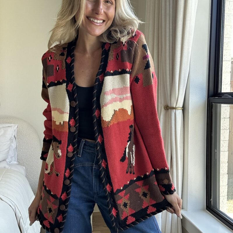 The "Gallop-to-the-Golden-Hour" Vintage Sweater Cardigan