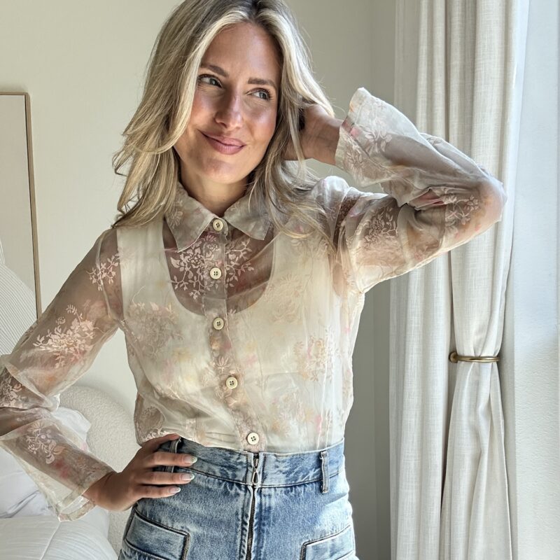 The Lemon Petal-Pop Vintage Organza Blouse