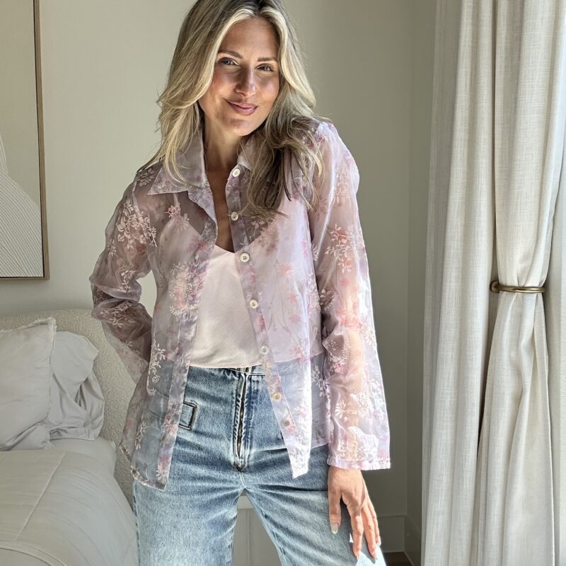 The Lavender Petal-Pop Vintage Organza Blouse