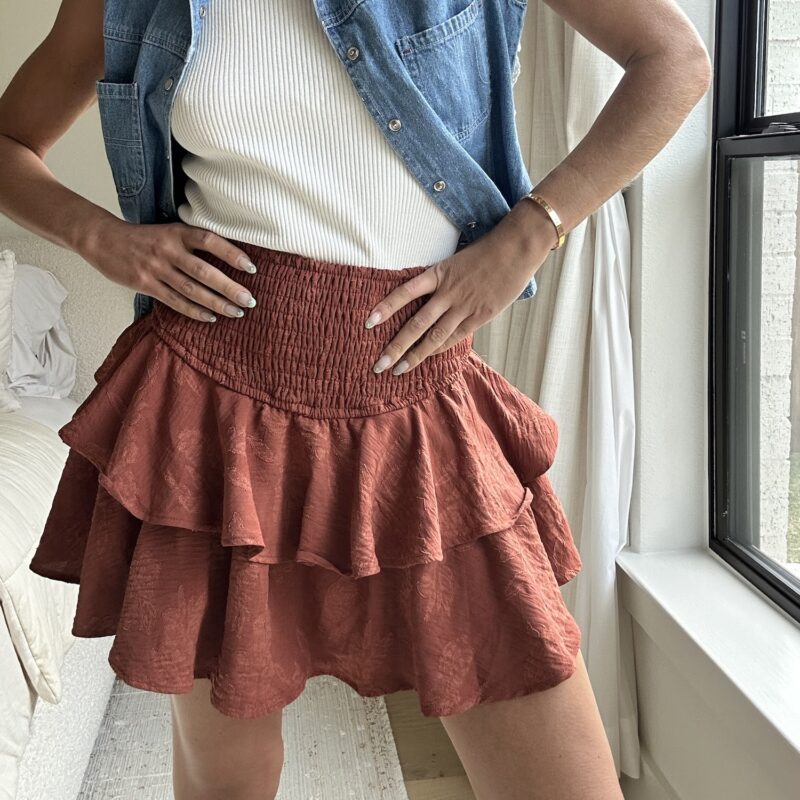 The Rust-ic Charm Ruffled Mini Skort