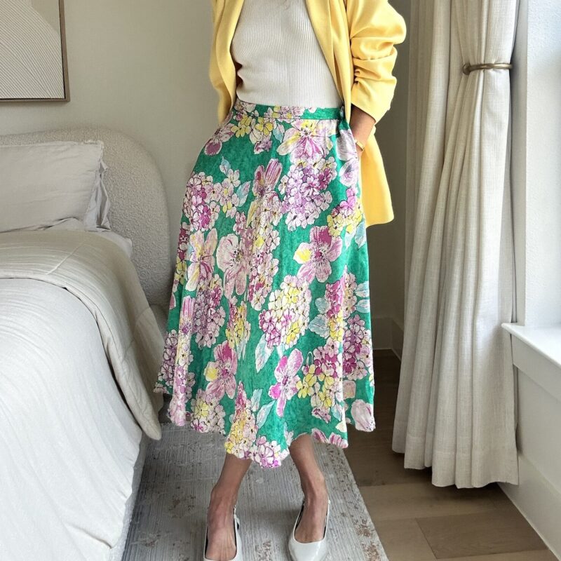 The Sunday Brunch Hero Vintage Silk Midi Skirt