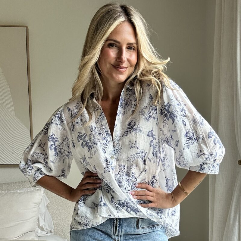 The "Don’t Toile Me Lies" Linen Blend Blouse