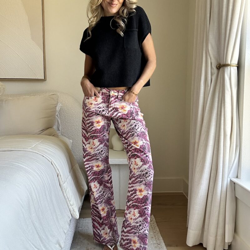 The "High-Tide Hibiscus" Wide Leg Jeans