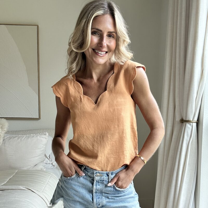 The Just Peachy in the Pasture linen blouse
