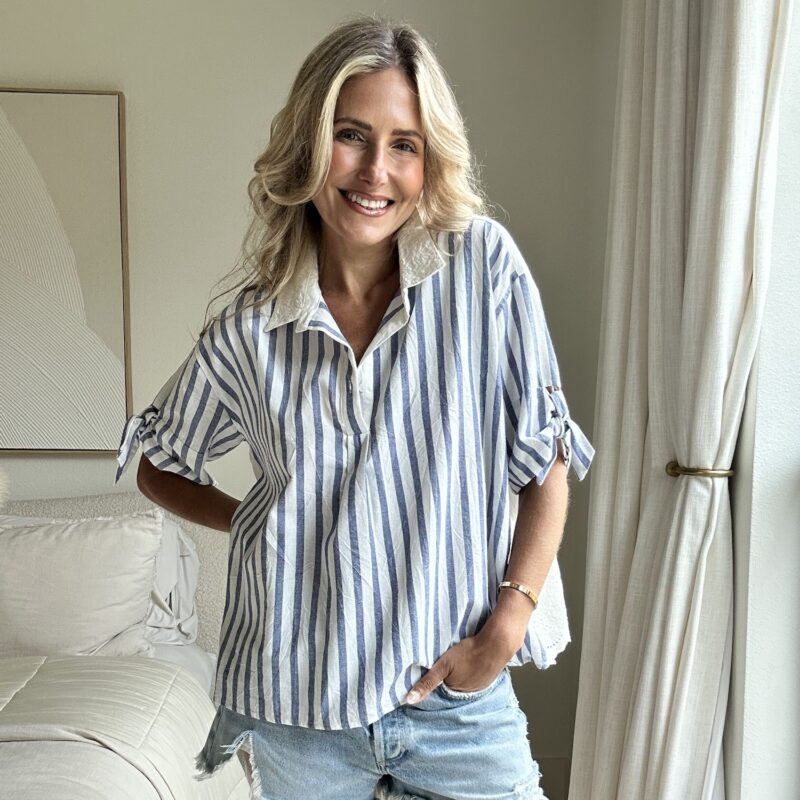 Twice as Nice Stripe Cotton Blouse