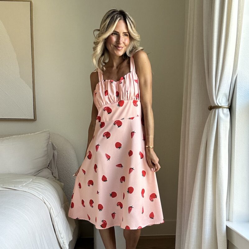 Strawberry Fields of Freedom Midi Dress