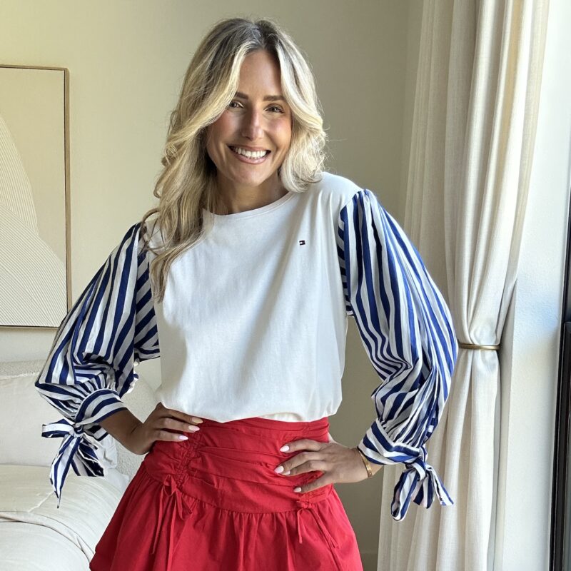 Broad Stripes and Blue Skies Cotton Blouse