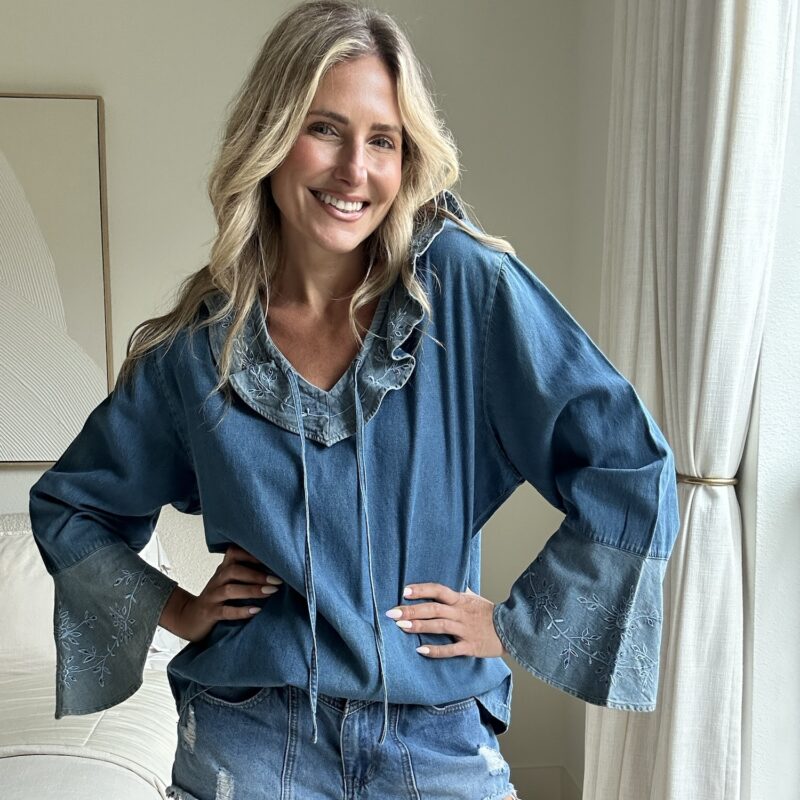 The Ruffled Renegade Vintage Denim Blouse