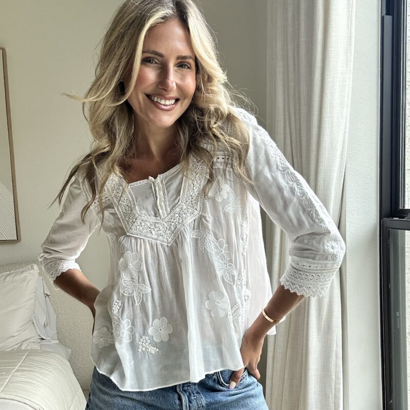 White Lace & Promises Cotton Blouse
