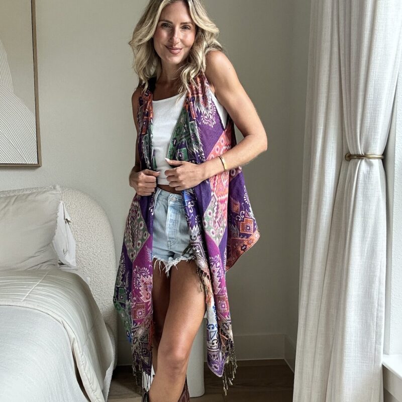 The Sunset Symphony Tapestry Waterfall Vest