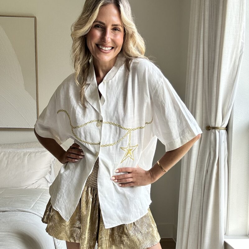 The Stars Over Main Street Vintage Linen Blouse
