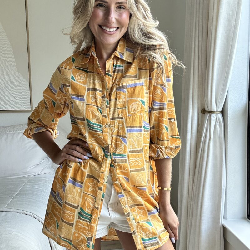 The Gone Coastal Cotton Button-Down Blouse