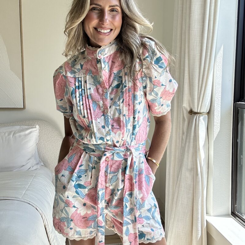 The Pink Prairie Linen Blend Romper