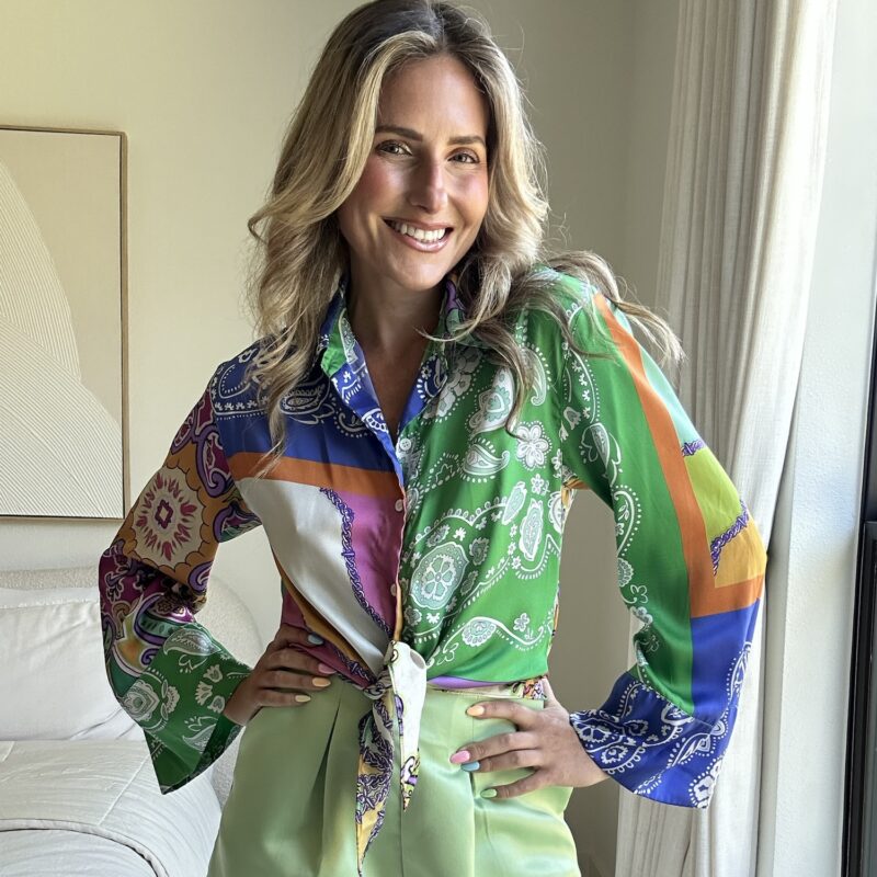 The Feira Colors Tie Front Blouse