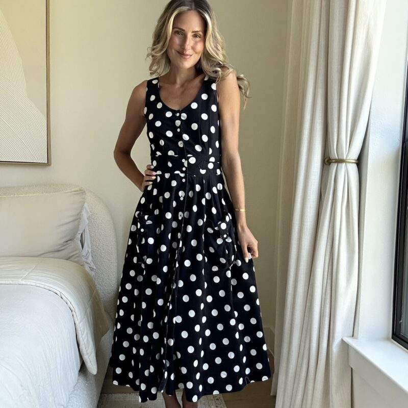 The Polka Dot Playbook Vintage Cotton Midi Dress