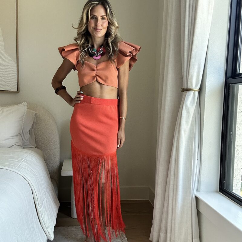 Sunset Salsa Fringe Midi Skirt