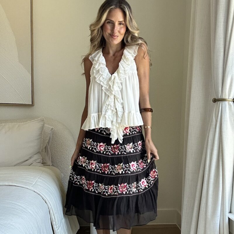 Rose to The Occasion Vintage Silk Midi Skirt
