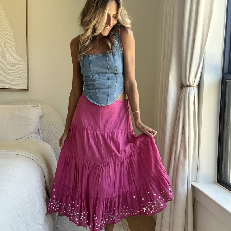 The Berry Boho Vintage Cotton Midi Skirt