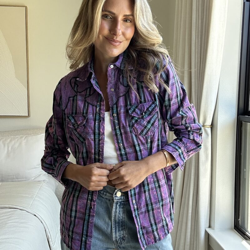 The "Lace Your Boots" Vintage Pearl Snap Button Down
