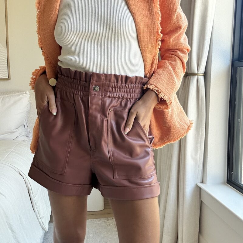 The Toasted Pecan Vegan Leather Shorts