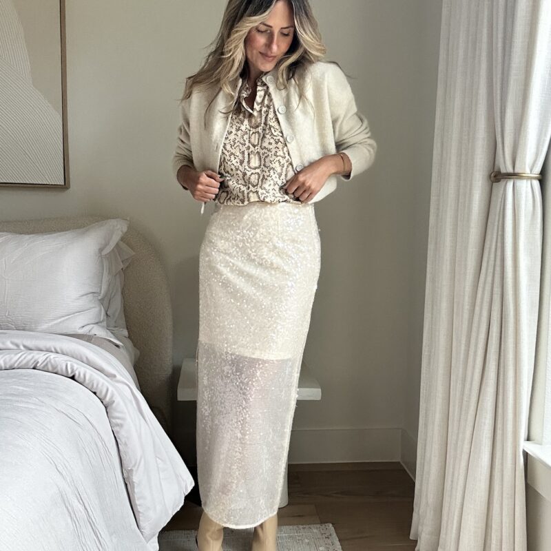 The Liquid Pearl Sequin Midi Skirt