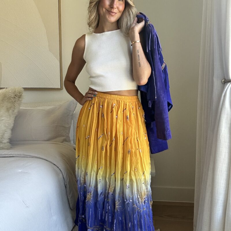 The Tequila Sunrise Vintage Midi Skirt