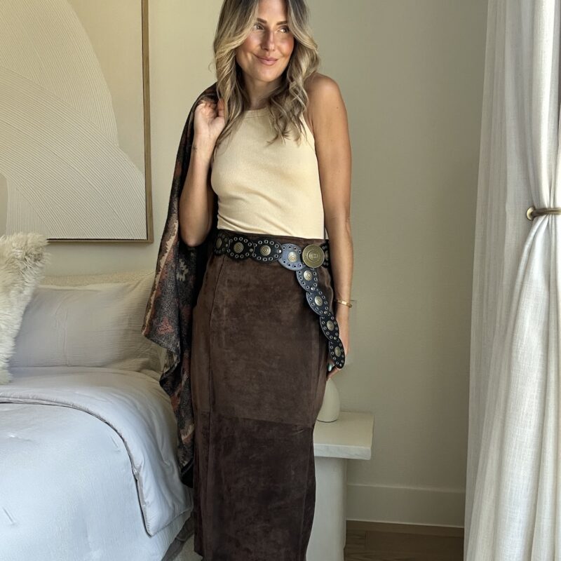 The Espresso Lane Vintage Suede Skirt