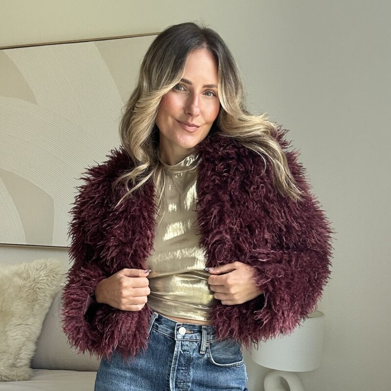 The Burgundy Buzz Faux Fur Jacket