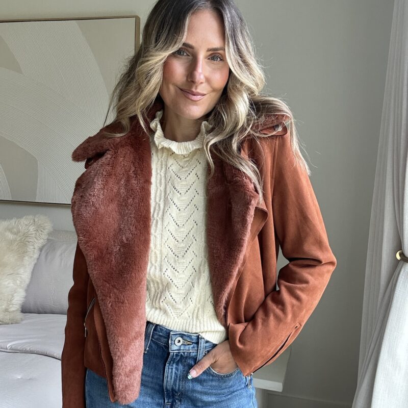 The Double Take Vegan Suede Moto Jacket